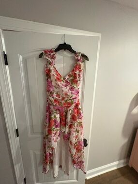 Abercrombie & Fitch White Dress with Pink, Red & Green Floral Print